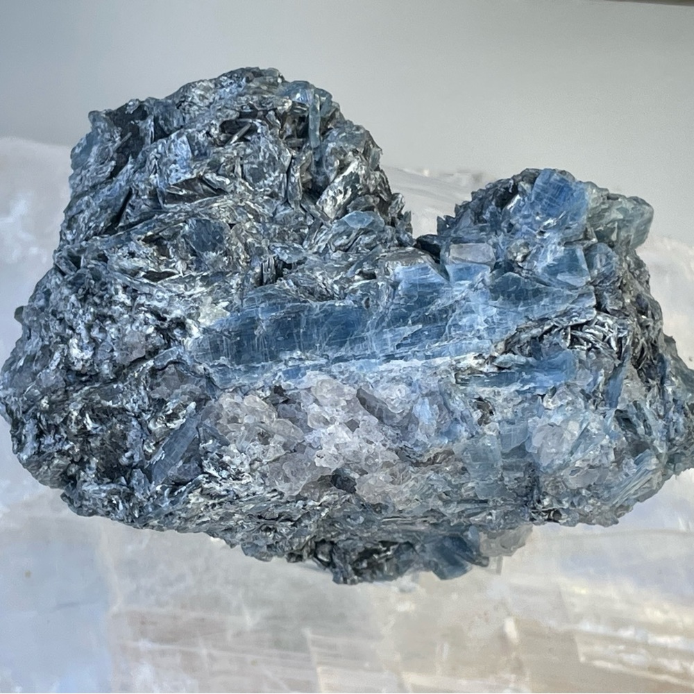 Blue Kyanite With Black Tourmaline Cluster